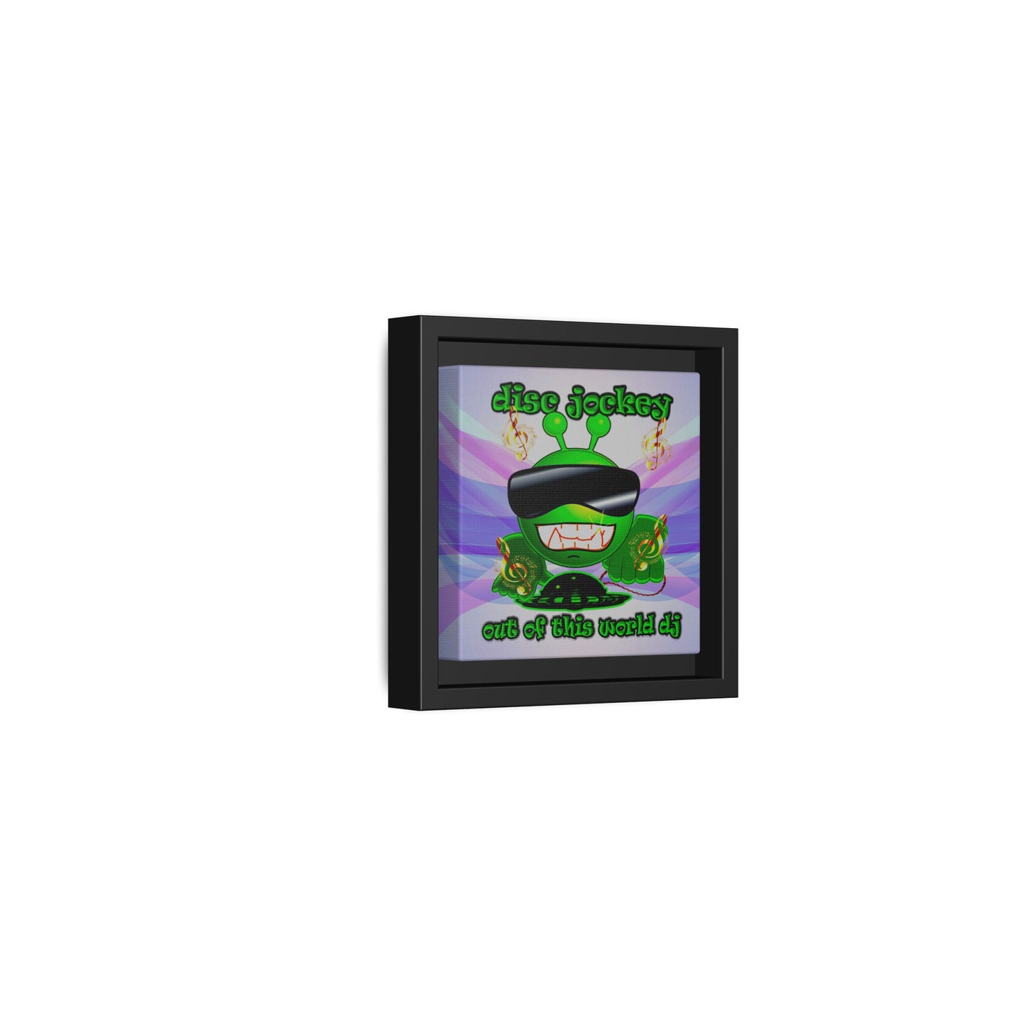 disc jockey - framed canvas art (light blue-pink wave)