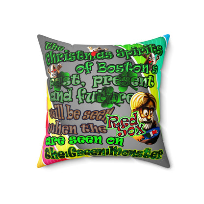 christmas spirits of boston - Spun Polyester Square Pillow - (rainbow split)
