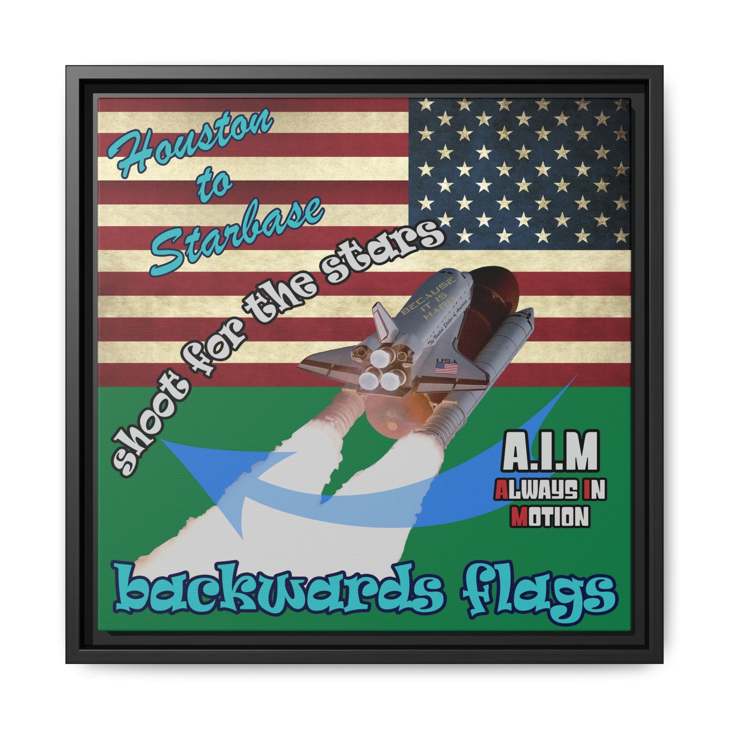 shoot for the stars - framed canvas art (dark green)