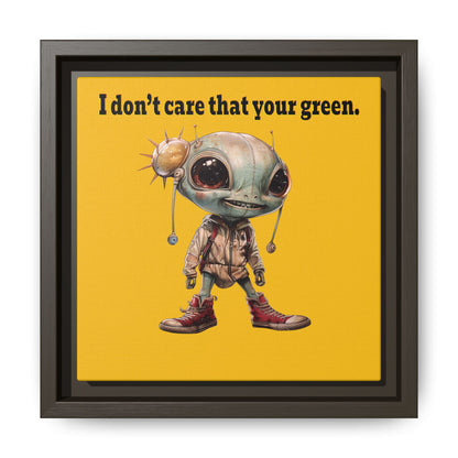 I don't care that your green - framed canvas art (yellow)