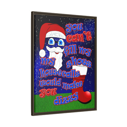 santa's shoes - framed canvas art ('snoops' background)