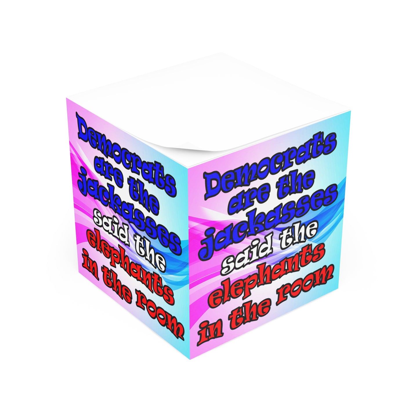 donkeys and elephants - note cube (light blue-pink wave)