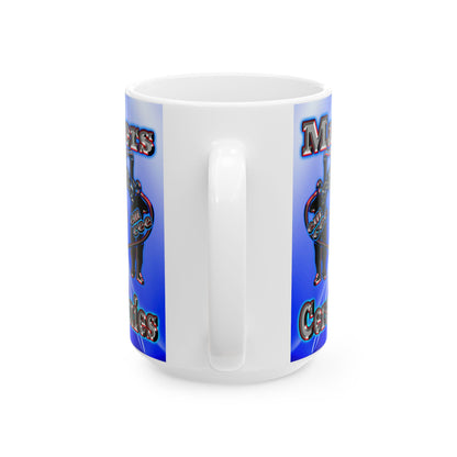 em cee squared - White Mug (blue-white wave)