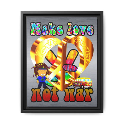 love peace - framed canvas art (brushed nickel)