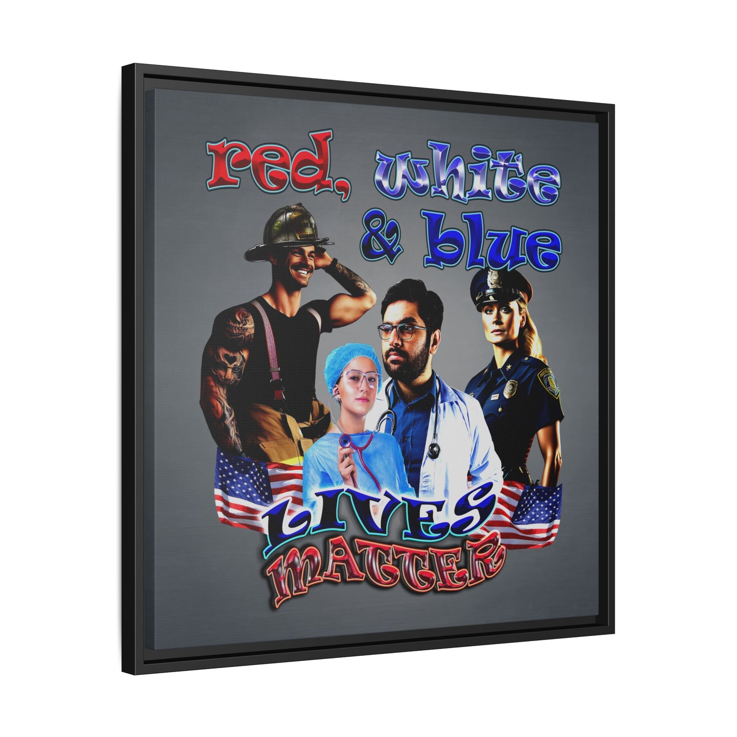 rw&b lives matter - framed canvas art (grey-light grey)