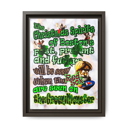 christmas spirits of boston - framed canvas art (white marble)