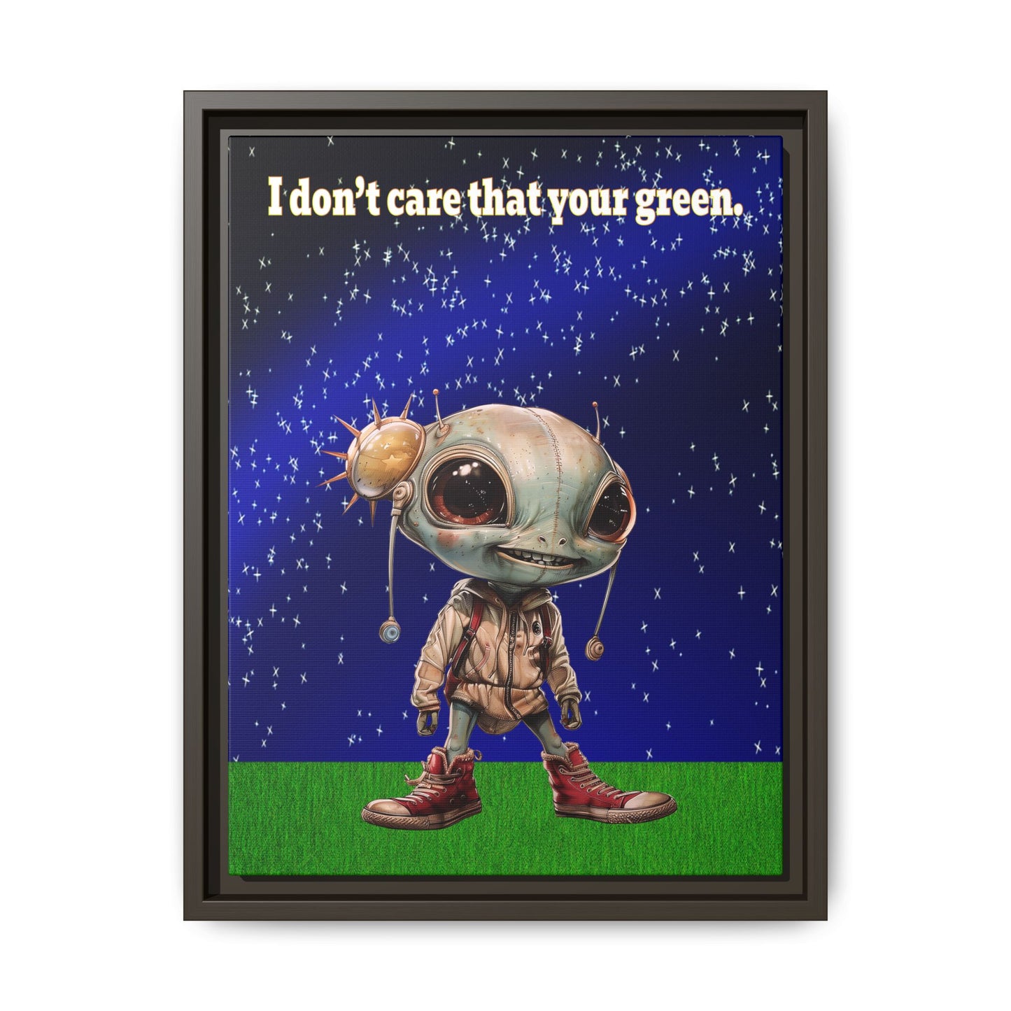 I don't care that your green - framed canvas art ('snoops' background)