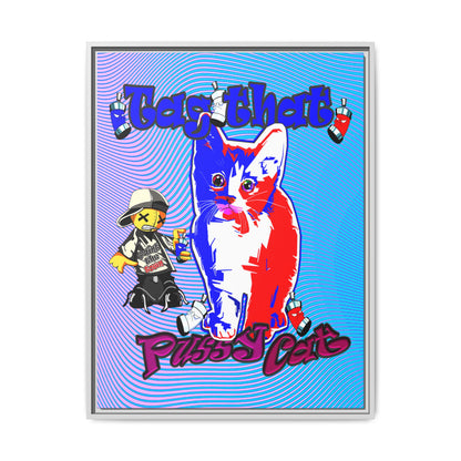 tag that - framed canvas art (light blue-purple wave)
