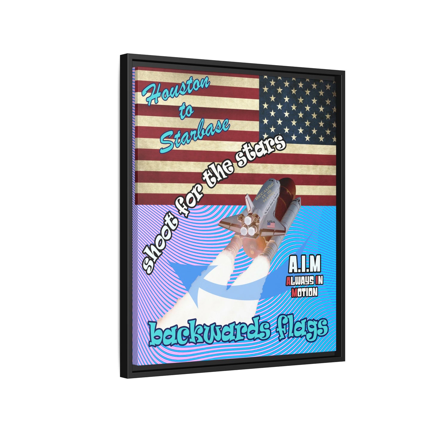 shoot for the stars - framed canvas art (light blue-purple wave)