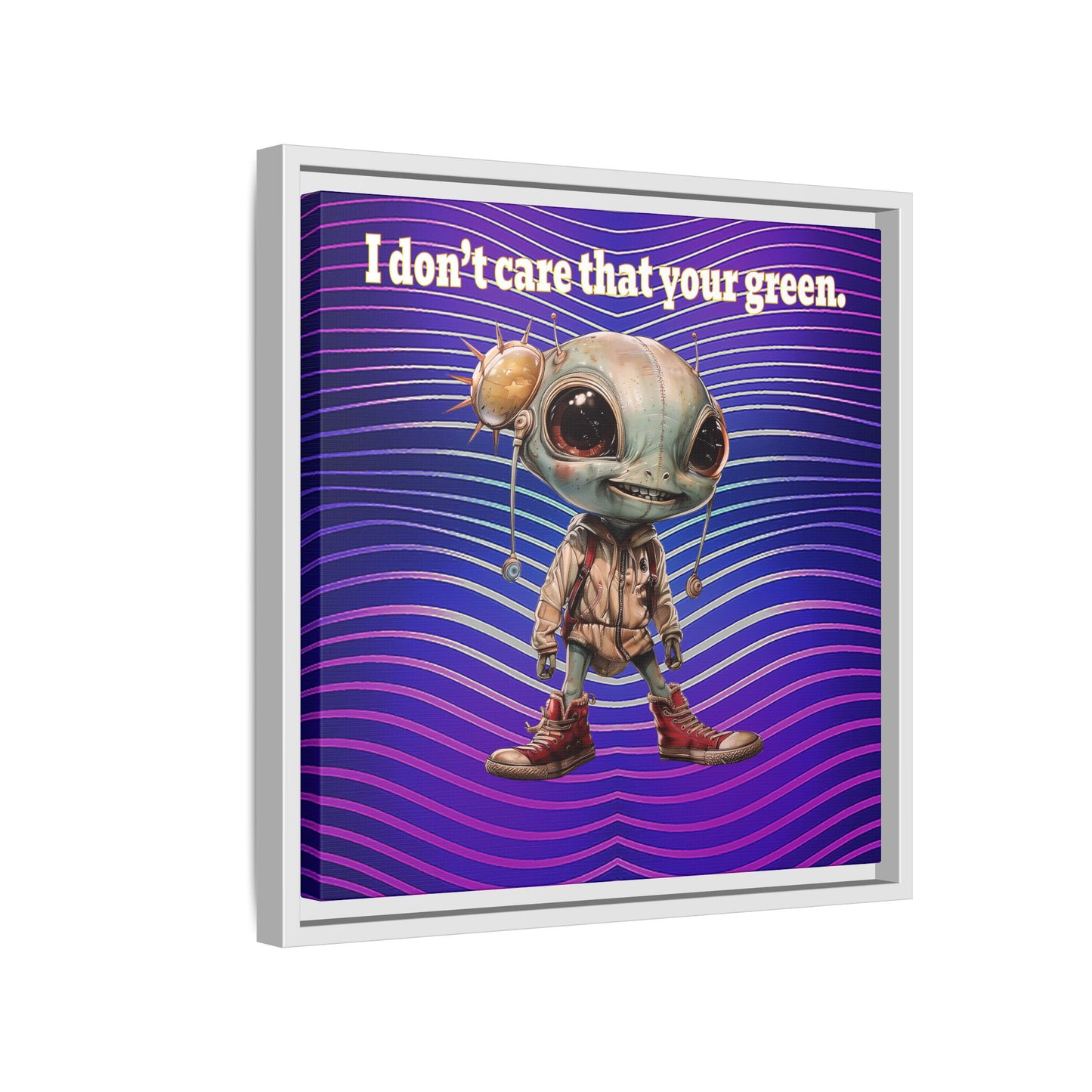 I don't care that your green - framed canvas art (purple wave)