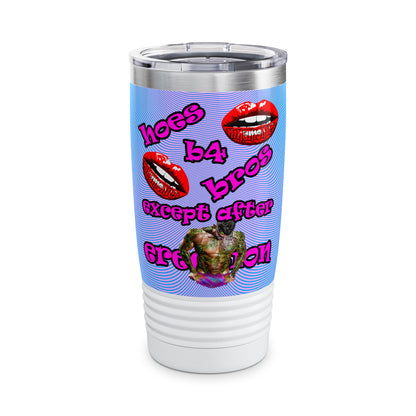 hoes b4 bros - Ringneck Tumbler, 20oz (light blue-purple wave)