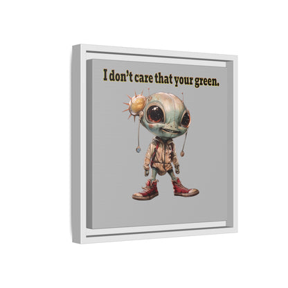 I don't care that your green - framed canvas art (light grey)