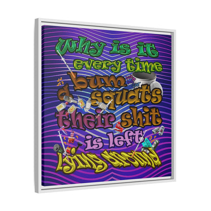 the bum's shit - framed canvas art (purple wave)