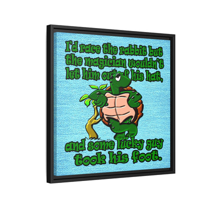 turtle race - framed canvas art (faded blue)