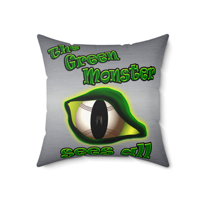 green monster - Faux Suede Square Pillow - (brushed nickel)