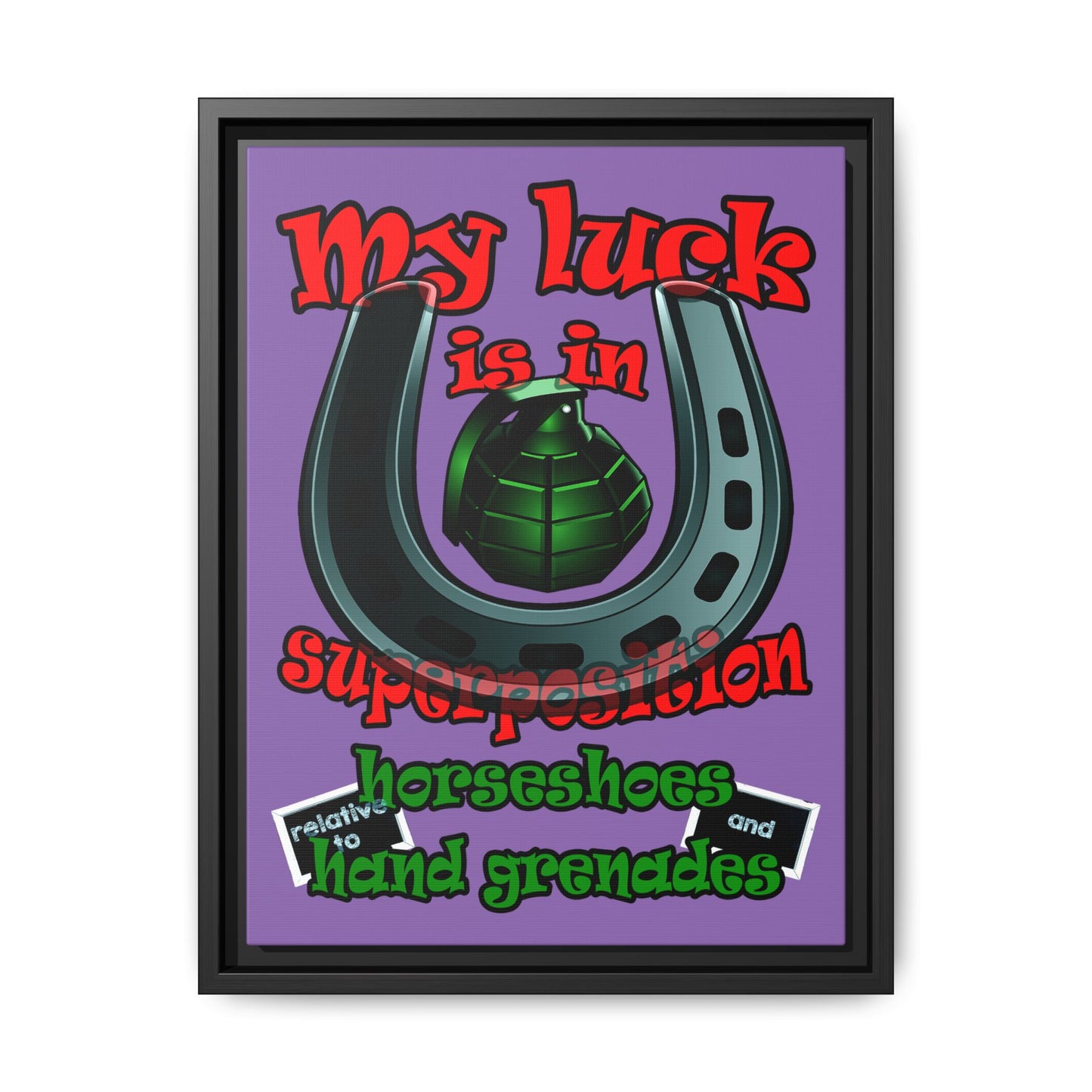 my luck - framed canvas art (light purple)
