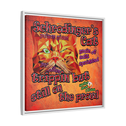 schrodinger's cat - framed canvas art (burnt orange)