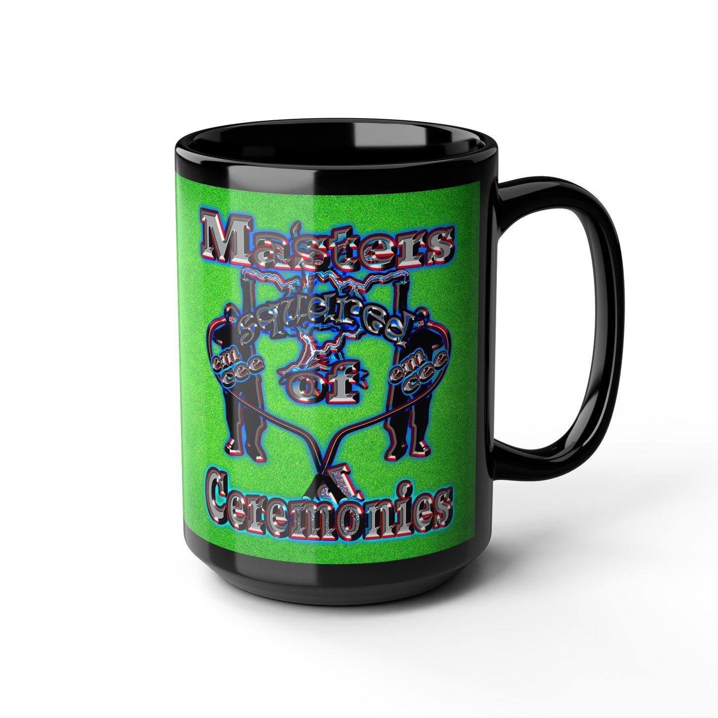 em cee squared - Black Mug (green turf)