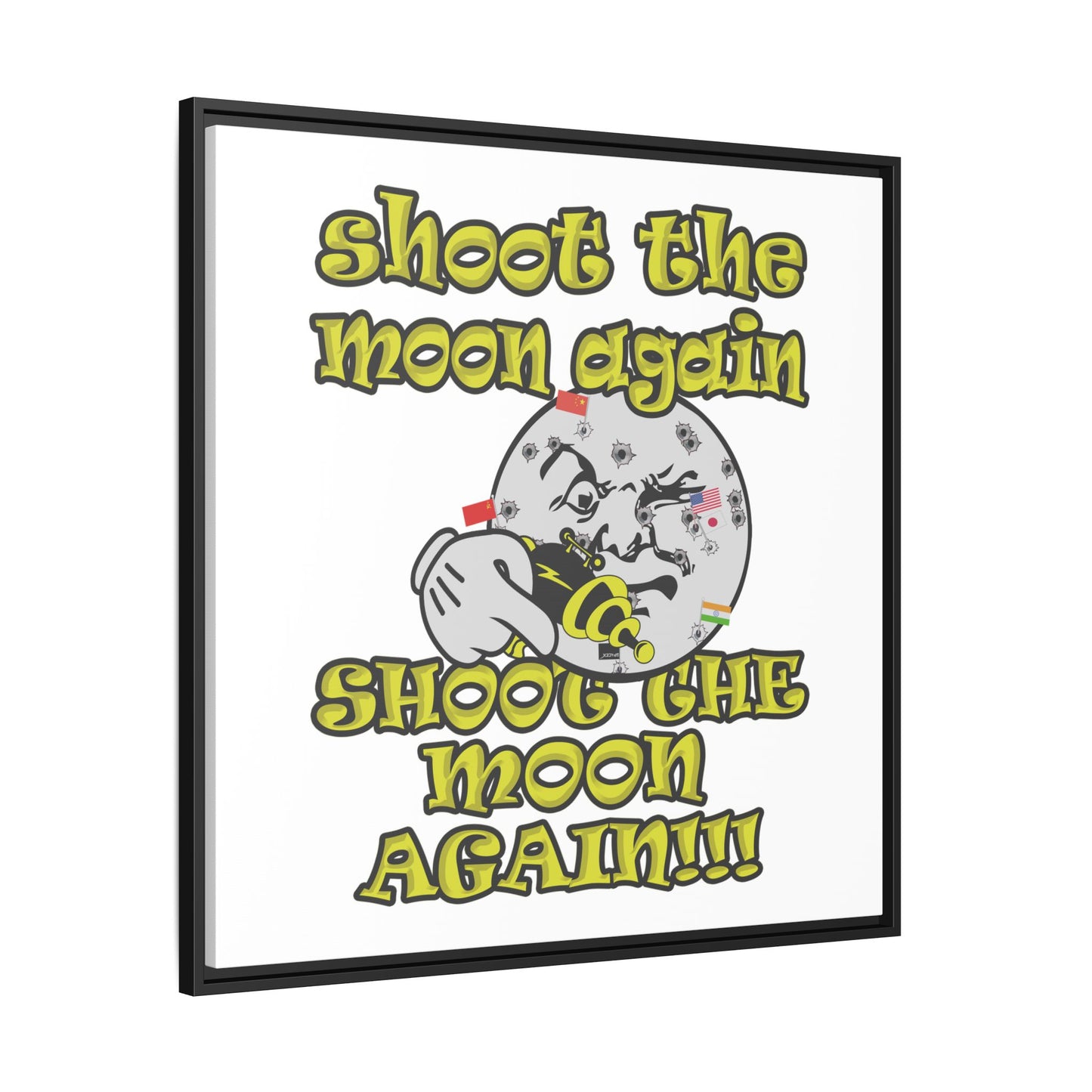 shoot the moon again - framed canvas art (white)