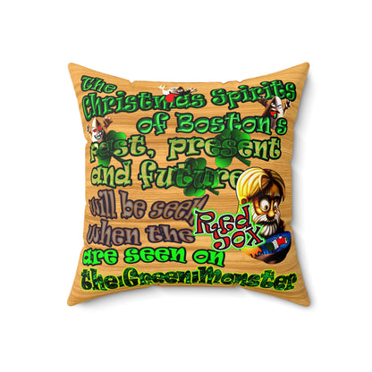 christmas spirits of boston - Spun Polyester Square Pillow - (butterscotch wood finish)