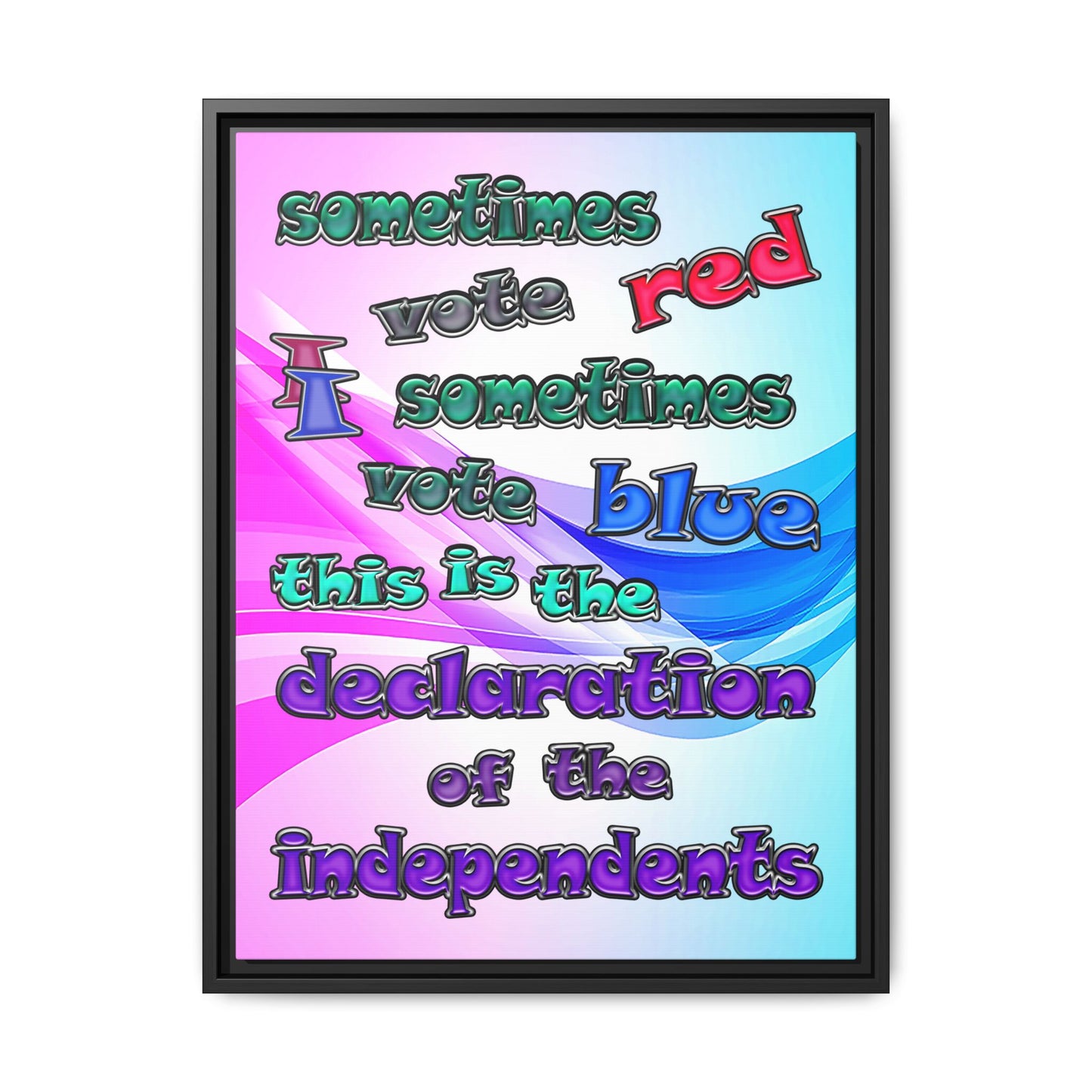 declaration of the independents - framed canvas art (light blue-pink wave)