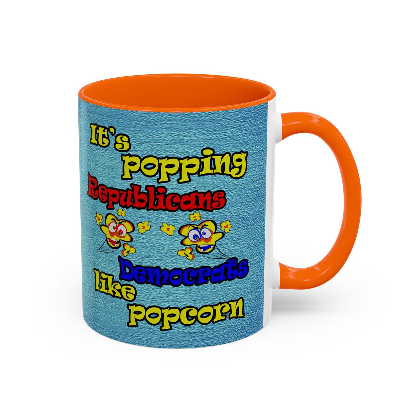popping like popcorn - Accent Mug (faded dark blue)
