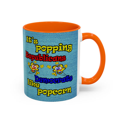 popping like popcorn - Accent Mug (faded dark blue)
