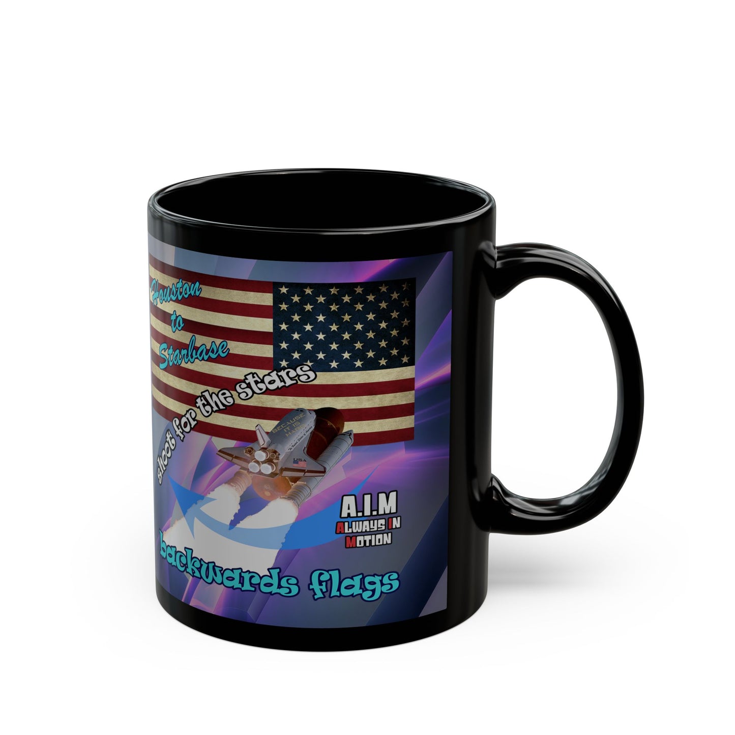 shoot for the stars - Black Mug (grey-pink wave)