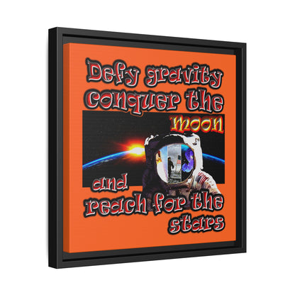 defy conquer reach - framed canvas art (orange)