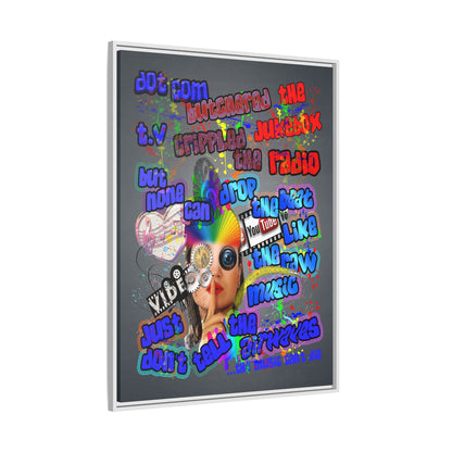 drop the beat - framed canvas art (grey-light grey)