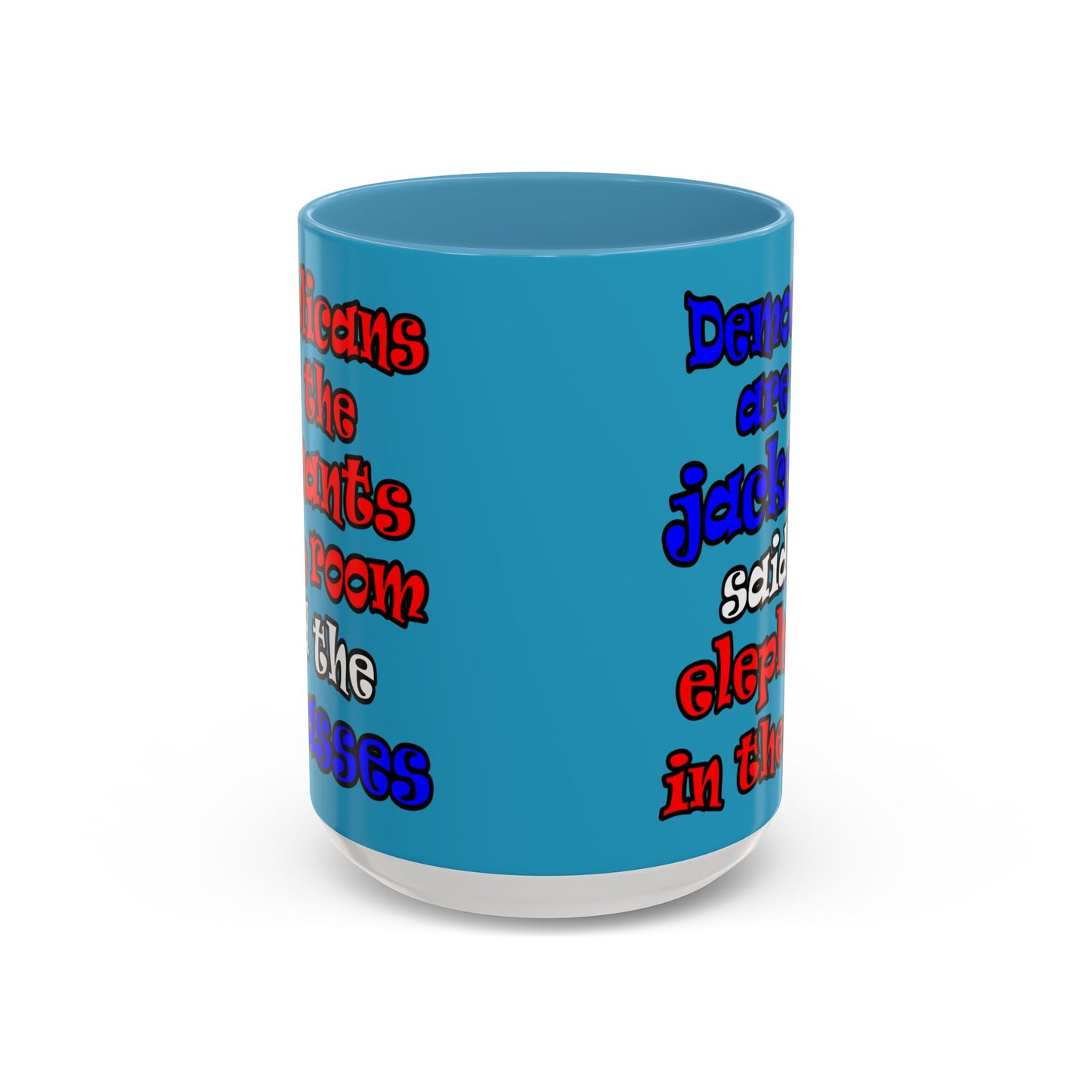 donkeys and elephants - Accent Mug (turquoise)