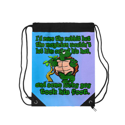 turtle race - Drawstring Bag (light blue-purple wave)