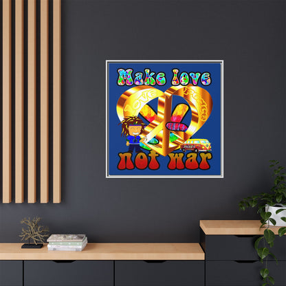 love peace - framed canvas art (dark blue)