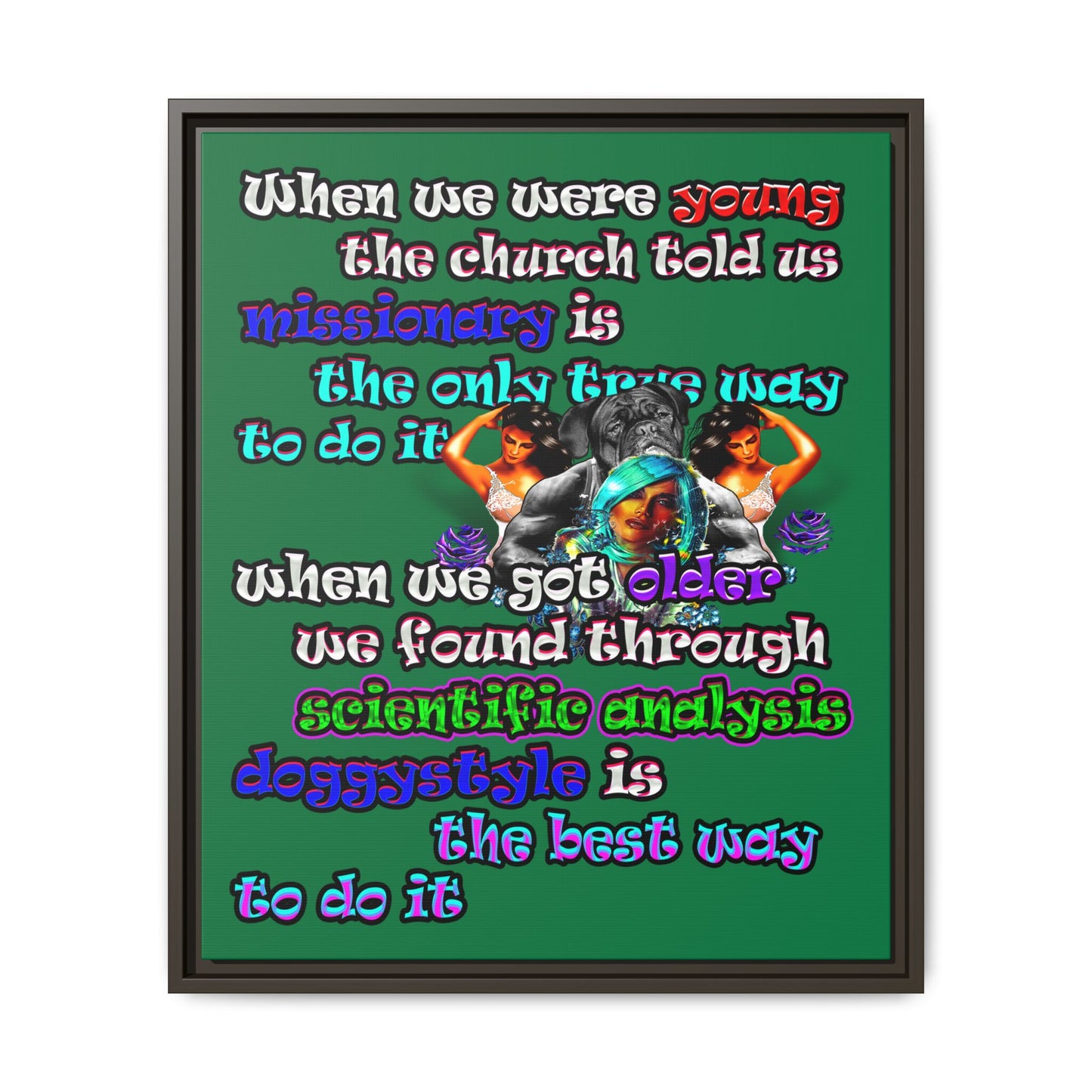 doggystyle - framed canvas art (dark green)
