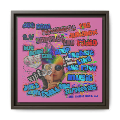 drop the beat - framed canvas art (light pink)