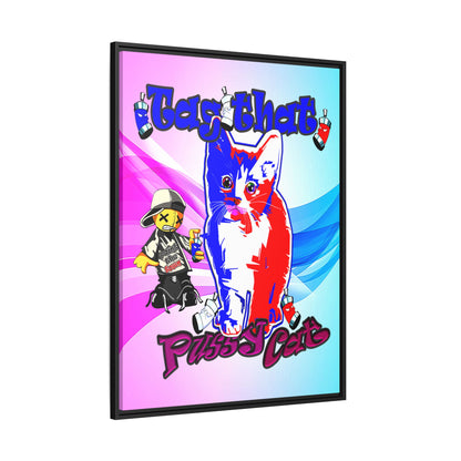 tag that - framed canvas art (light blue-pink wave)