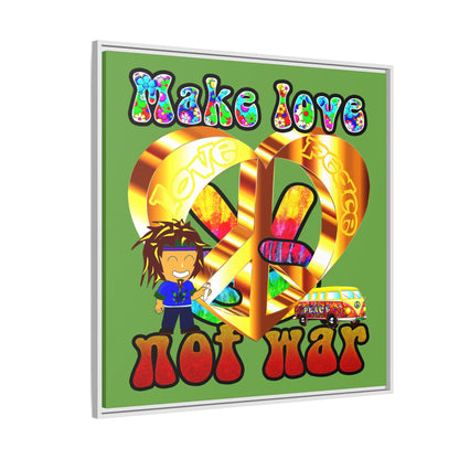 love peace - framed canvas art (green)