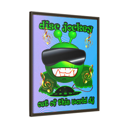 disc jockey - framed canvas art (light blue-purple wave)