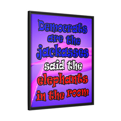 donkeys and elephants - framed canvas art (purple-pink wave)