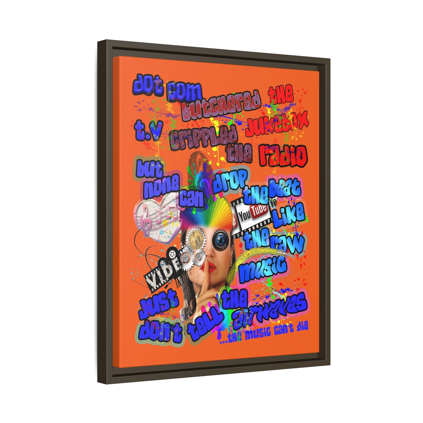 drop the beat - framed canvas art (orange)