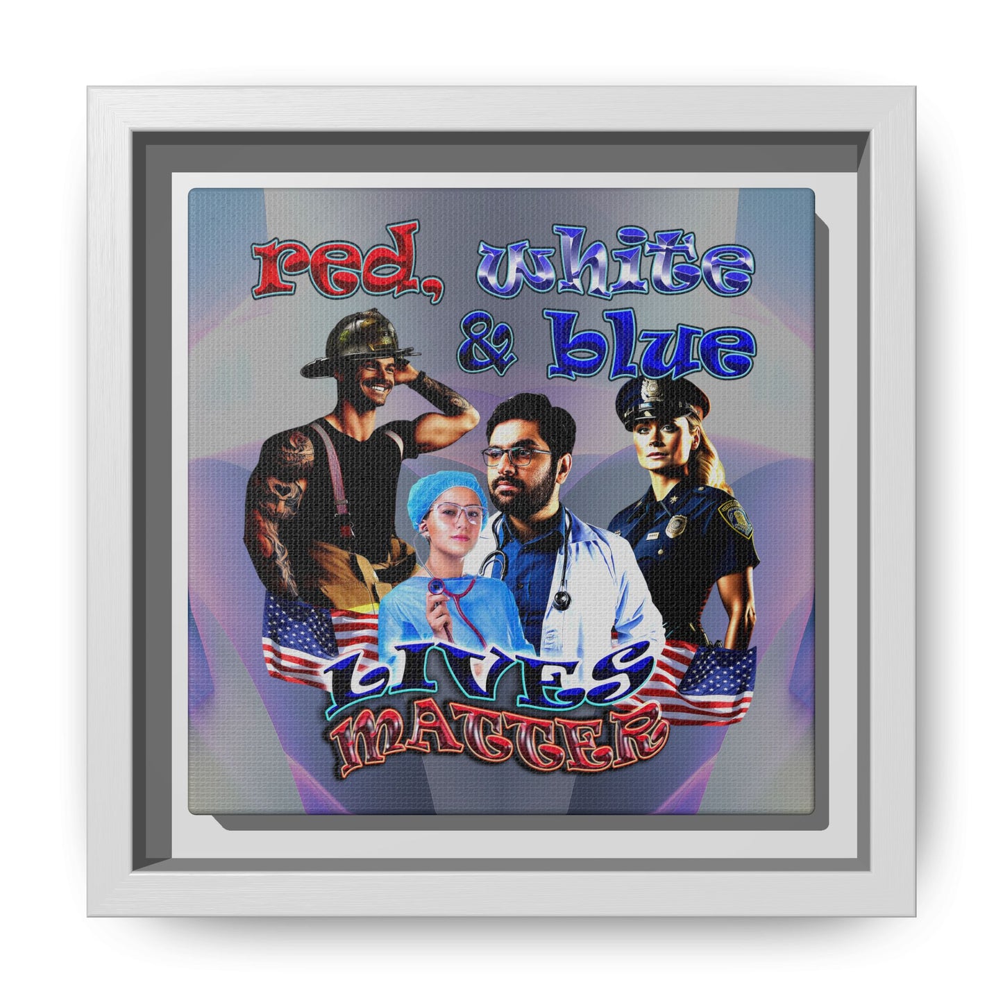 rw&b lives matter - framed canvas art (grey-pink wave)