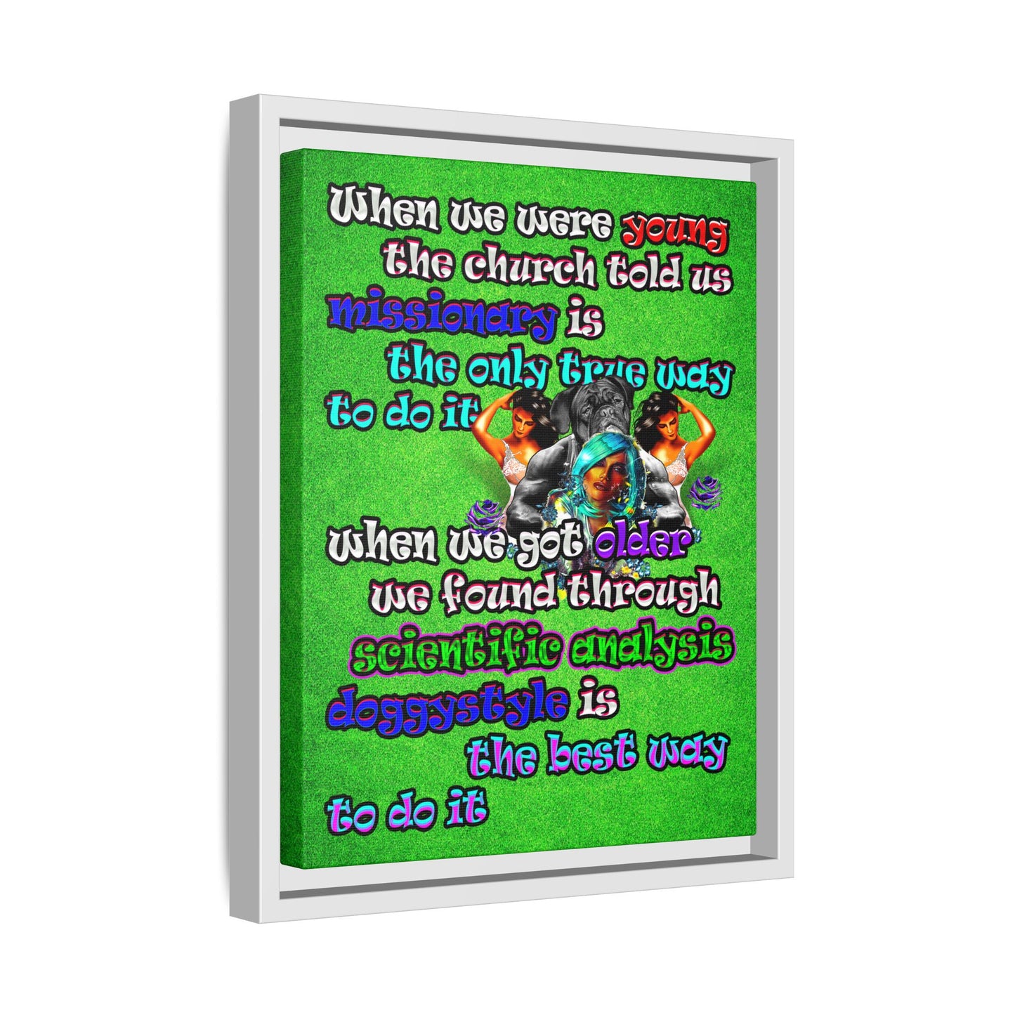 doggystyle - framed canvas art (green turf)