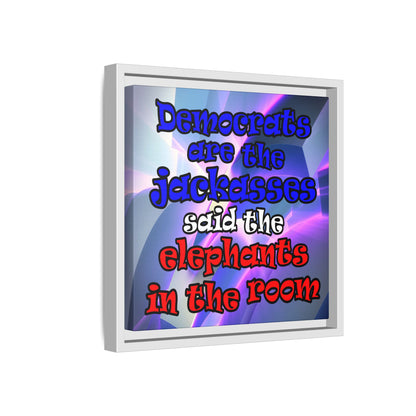 donkeys and elephants - framed canvas art (grey-pink wave)