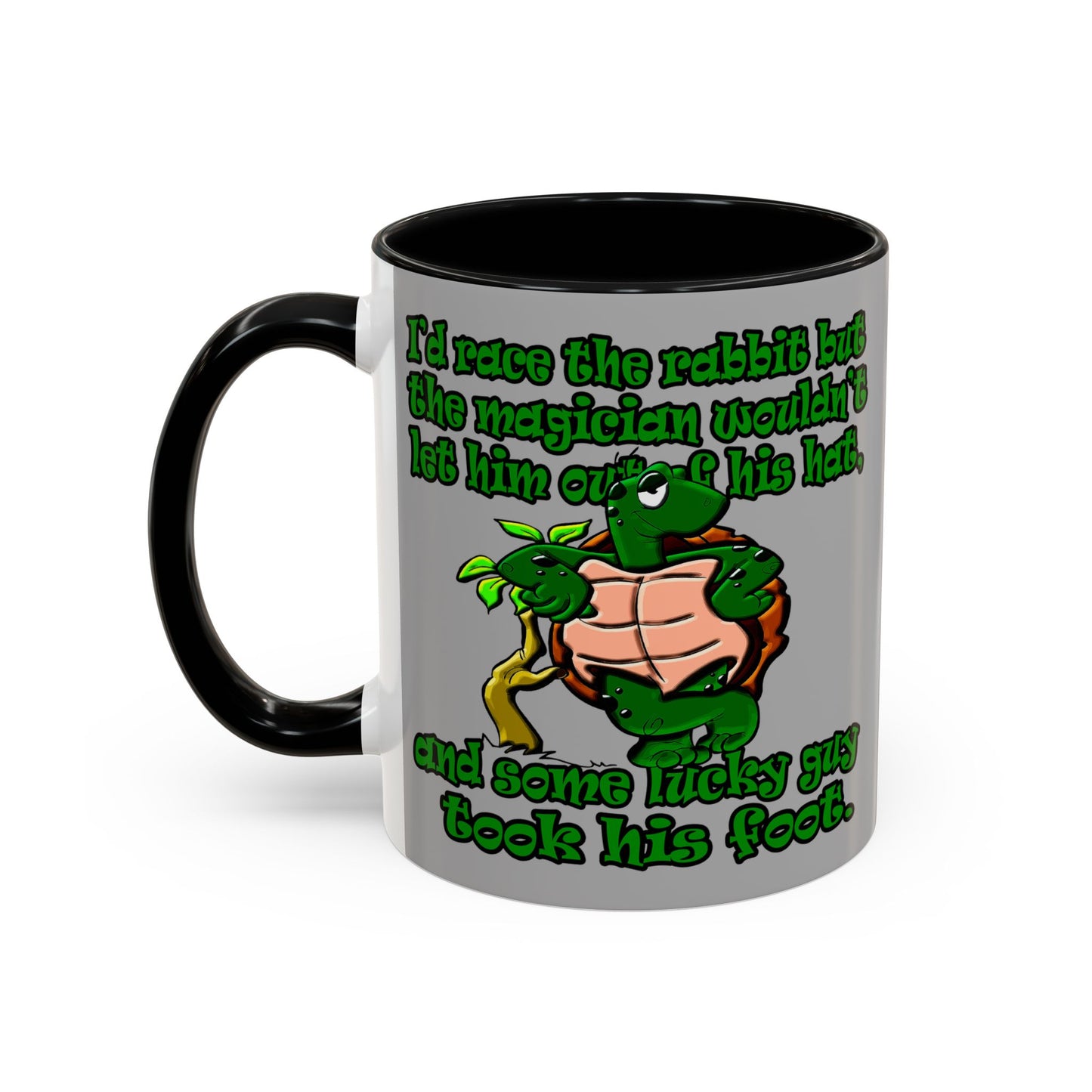 turtle race - Accent Mug (light grey)