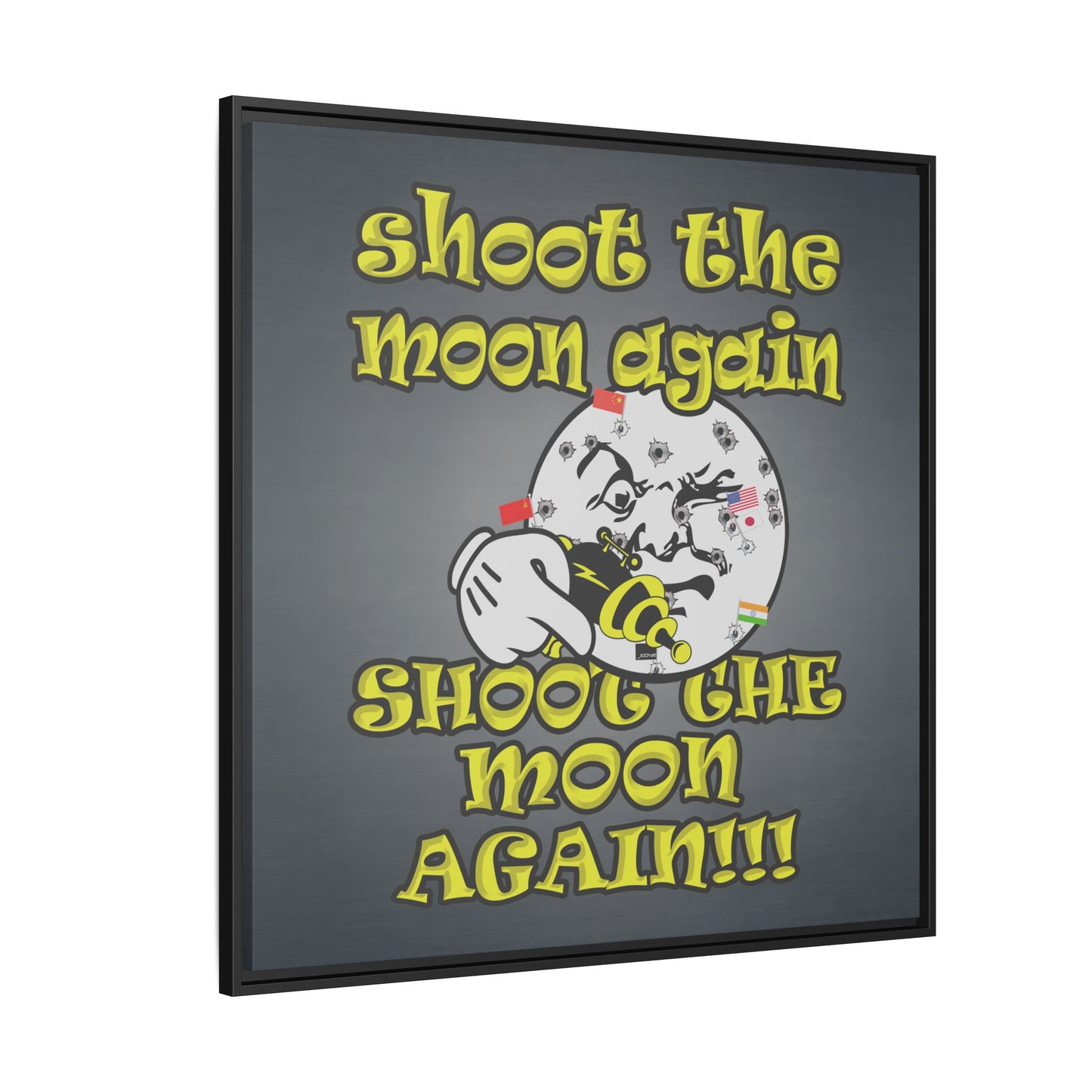 shoot the moon again - framed canvas art (grey-light grey)