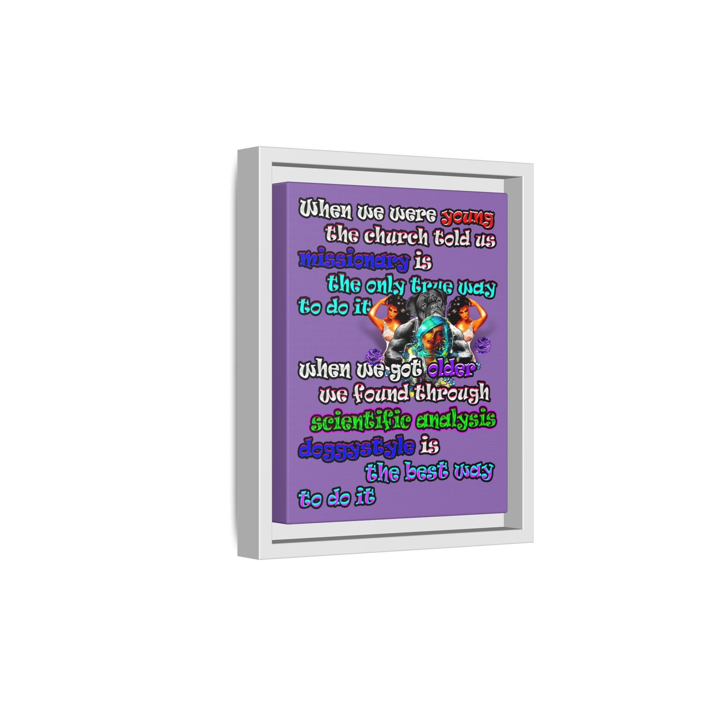 doggystyle - framed canvas art (light purple)