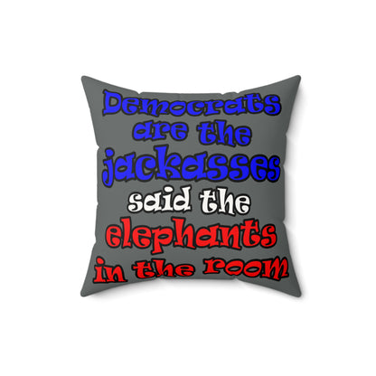 donkeys and elephants - Faux Suede Square Pillow - (dark grey)