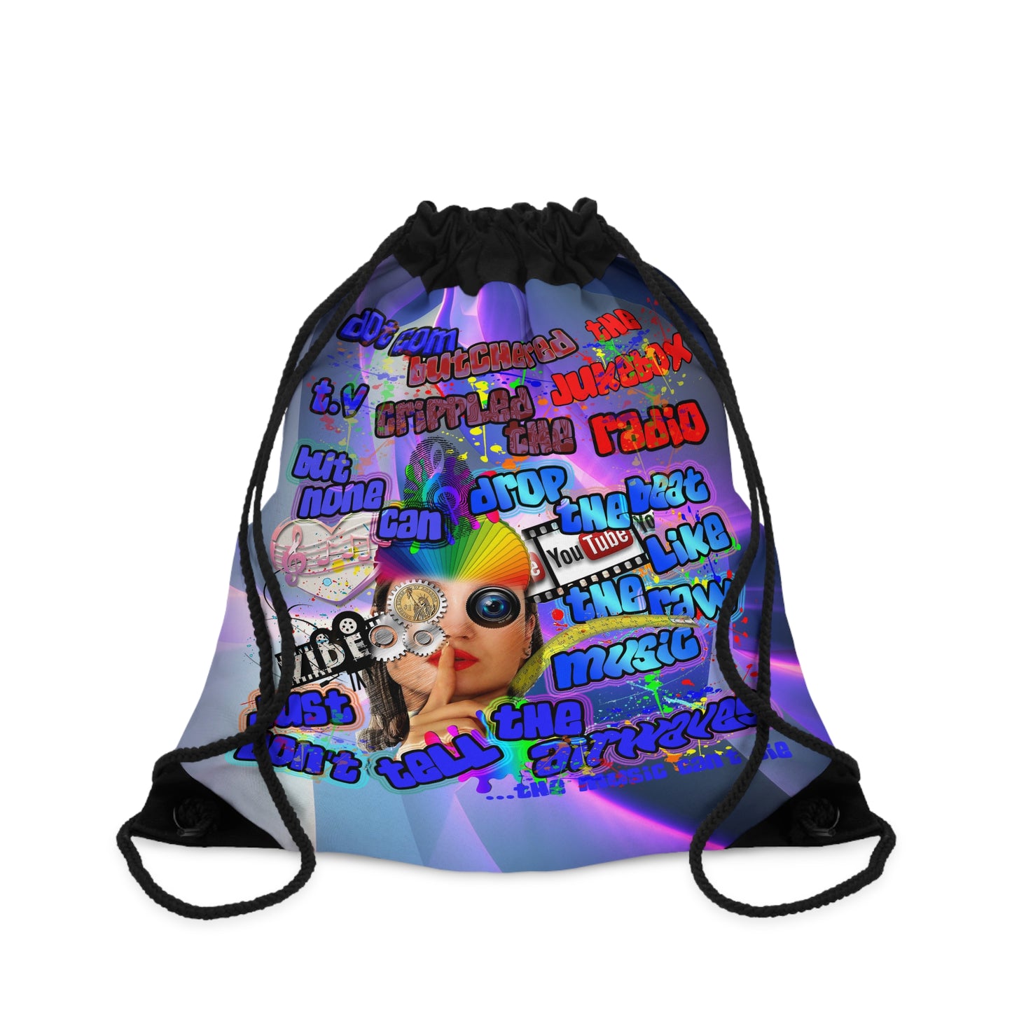 drop the beat - Drawstring Bag (grey-pink wave)