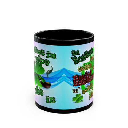 celtics logo - Black Mug (light blue-pink wave)