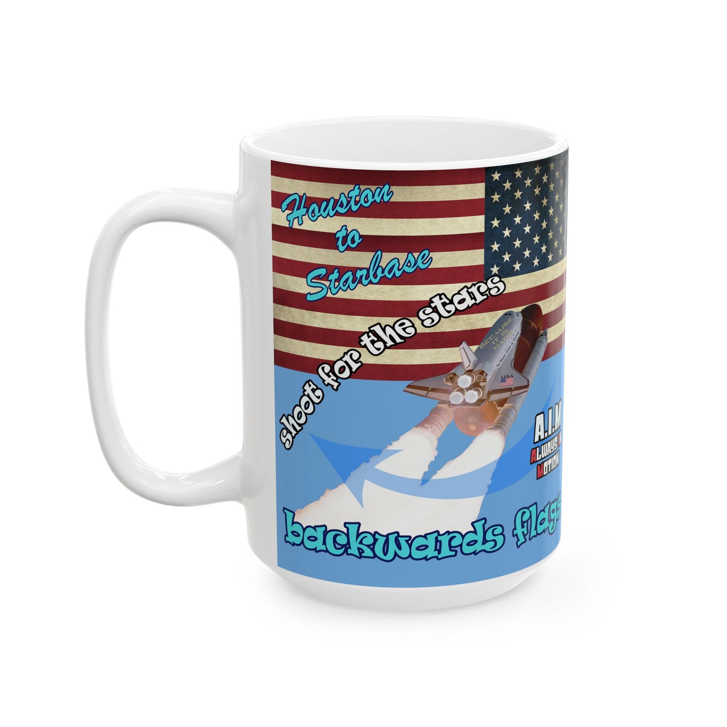 shoot for the stars - White Mug (light blue)